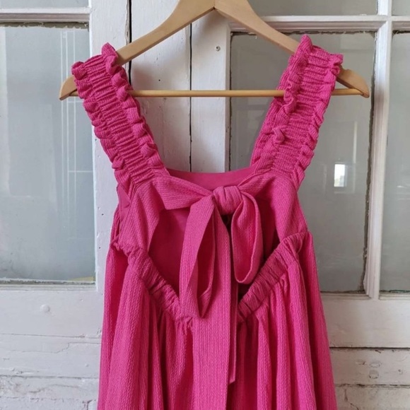 ❌ SOLD || Hot pink bow midi dress - Picture 2 of 2